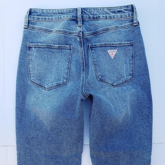 New GUESS 1981 Frayed Slim Straight Jeans sz 26 - Picture 13 of 14